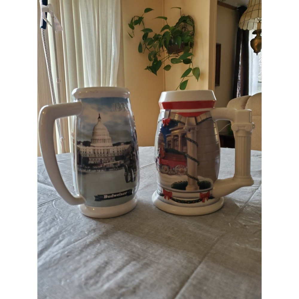 2001 & 2008 Anheuser Busch Budweiser Holiday Steins lot of 2 Washington DC Excel